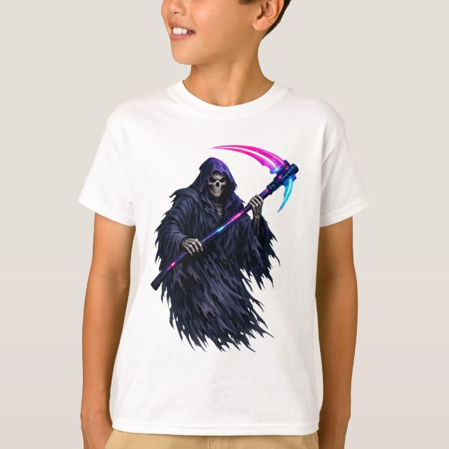 Neon Sensenmann Sense Dark Fantasy Grafik T-Shirt (Vorderseite)
