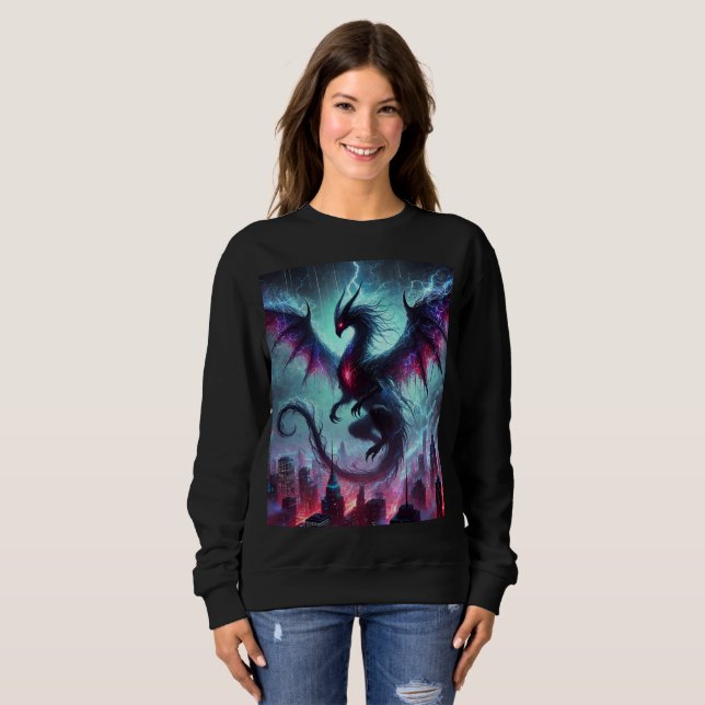 Neon Shadow Dragon-Bat Sweatshirt T - Shirt Design (Vorne ganz)