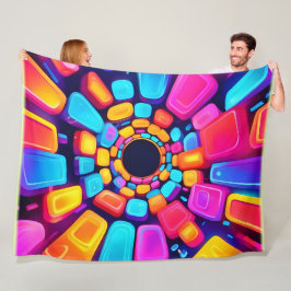 Neon Shapes Abstrakt Tunnel Art Fleecedecke