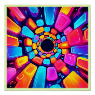 Neon Shapes Abstrakt Tunnel Art Poster
