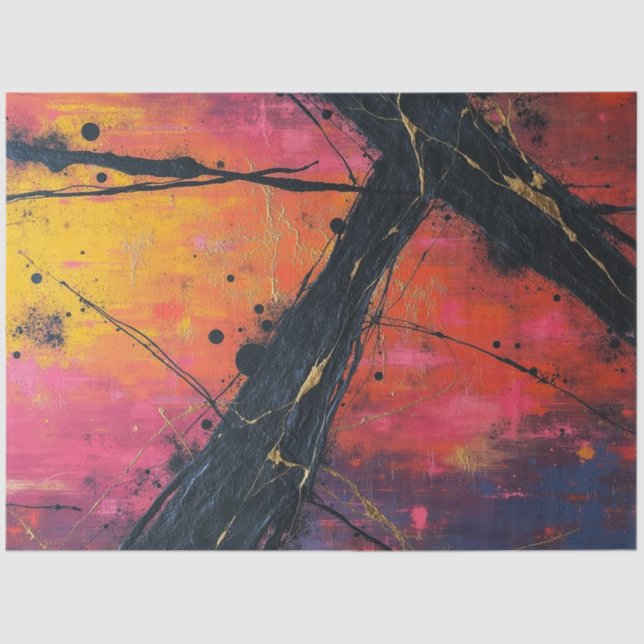 Neon Shatter: Abstrakte Flussentkundung zersplitte Seidenpapier (Vorderseite)