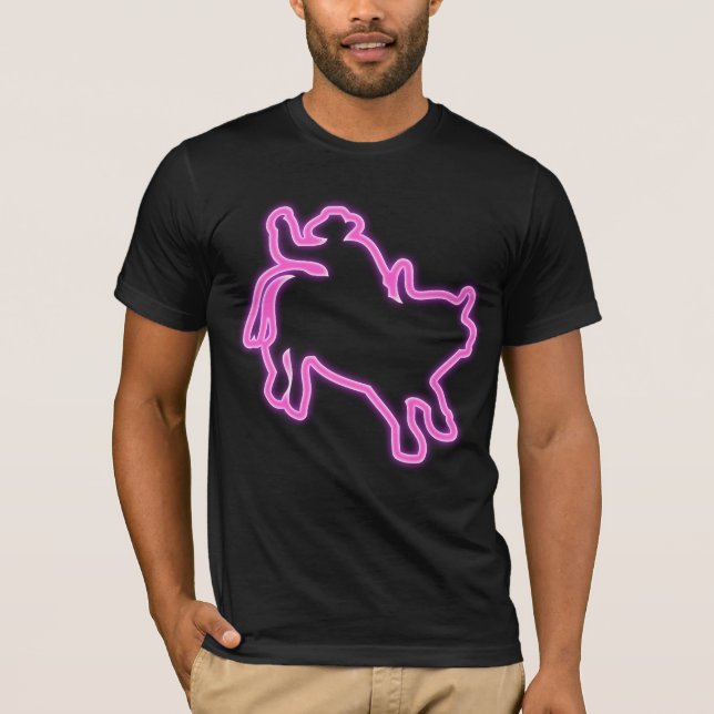 Neon Shirt Bull Rider Gift Idea Rodeo Cowboy Glow (Vorderseite)