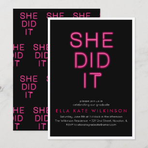 Neon- sie hat die Einladung zur Graduiertenparty g