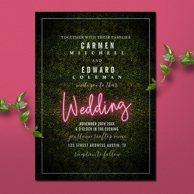Neon Sign Boxwood Wedding Einladung (Von Creator hochgeladen)