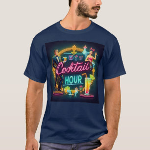 Neon Sign Cocktail Hour Couple aus dem Mittelalter T-Shirt
