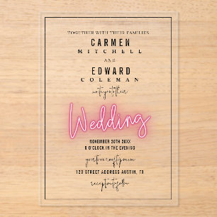 Neon Sign Inspiriert Hochzeit Acryleinladungen