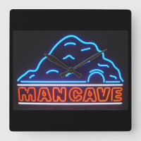Neon Sign Man Höhle Wall Uhr