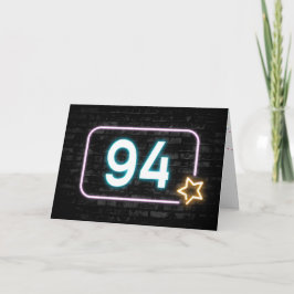 Neon Sign On Brick Wall 94. Geburtstag Karte