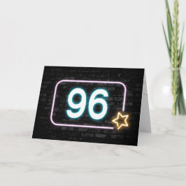Neon Sign On Brick Wall 96. Geburtstag Karte