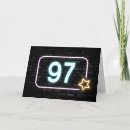 Neon Sign On Brick Wall 97. Geburtstag Karte
