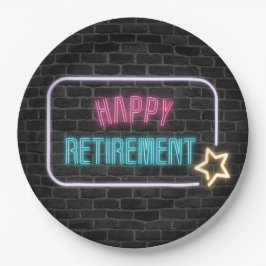Neon Sign on Brick Wall Paper Plate Pappteller