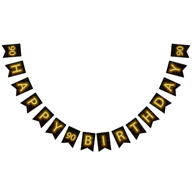 Neon Sign on Brick zum 90. Geburtstag Wimpelkette (Alle)
