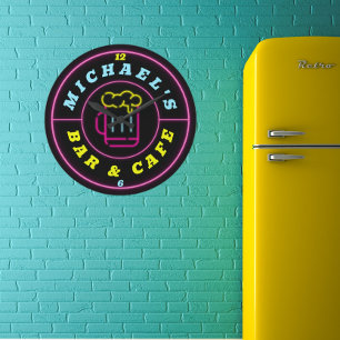 Neon Sign Personalisiert Coffee Bar Große Wanduhr