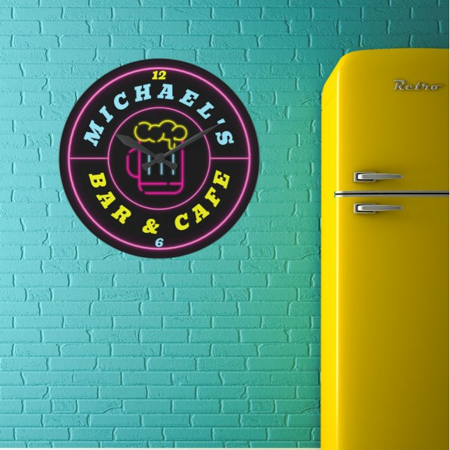 Neon Sign Personalisiert Coffee Bar Große Wanduhr (Von Creator hochgeladen)