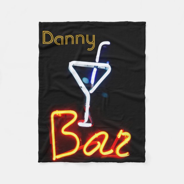 Neon Sign Print Bar Mancave Fleece Blanket (Vorderseite)