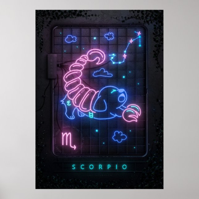 Neon Sign Scorpio Poster (Vorne)