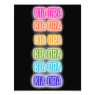 Neon Sign Style Kia Ora Wiederholung Regenbogen Dr Fotodruck