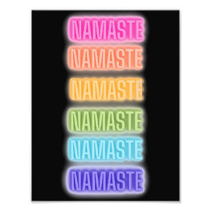 Neon Sign Style Namaste Wiederholung Regenbogen Pr Fotodruck