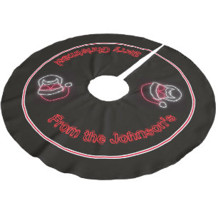Neon Sign Style Santa in Sonnenbrille Name Merry Polyester Weihnachtsbaumdecke