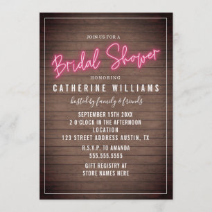 Neon Sign Wood Plank Brautparty Einladung