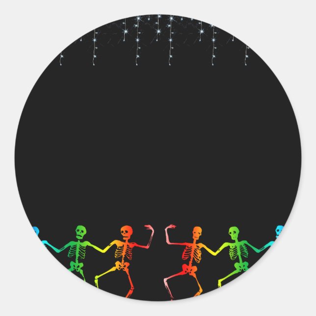 Neon Skeleton Dance Halloween Runder Aufkleber (Vorderseite)