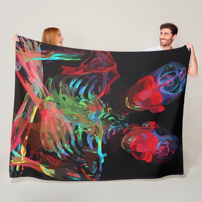 Neon Skeleton Embrace Kunstfusion Fleecedecke (Beispiel)