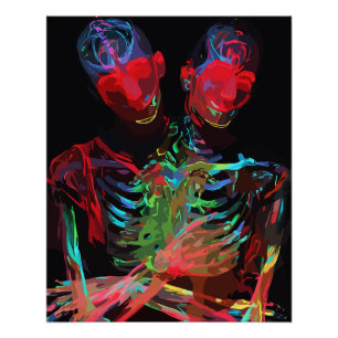 Neon Skeleton Embrace Kunstfusion Poster