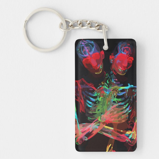 Neon Skeleton Embrace Kunstfusion Schlüsselanhänger (Vorderseite)