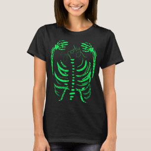 Neon Skeleton Green Spooky Hand Drawn T-Shirt