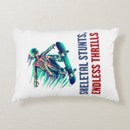 Neon Skeleton Skateboarder Thrills and Chills Dekokissen