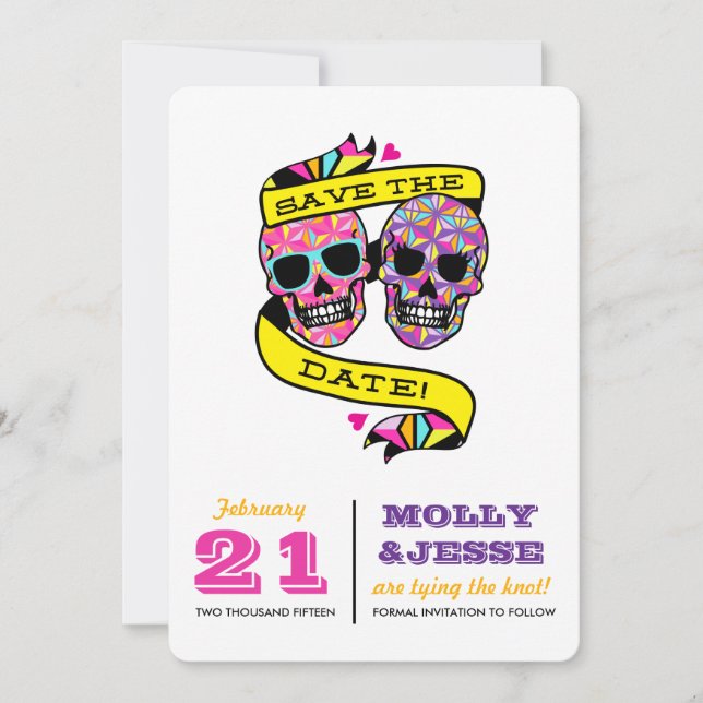 Neon Skeletons Save the Date (Vorderseite)