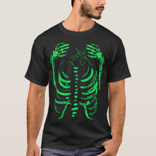 Neon-Skelett Gruselige Handzeichnung T-Shirt