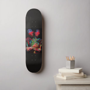 Neon-Skelett-Umarmung-Kunstfusion Skateboard