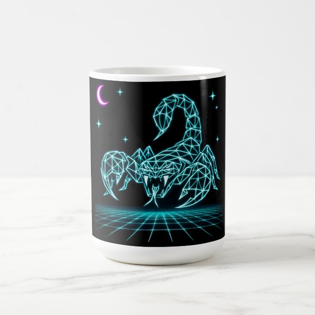 Neon Skorpion Synthwave – Elektrischer Stich Retro Kaffeetasse (Mittel)