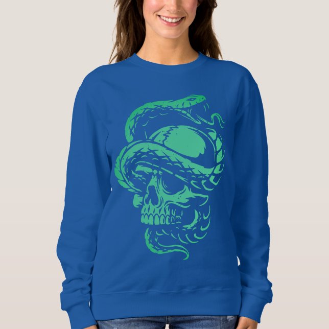 Neon Skull and Snake Gothic Art Sweatshirt (Vorderseite)