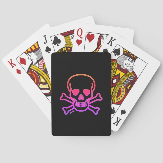 Neon Skull Black Poker Spielkarten (Rückseite)