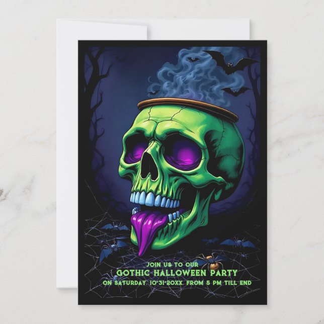 Neon Skull Cauldron Spuk Gothon Halloween-Party (Vorderseite)