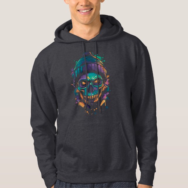 Neon Skull: Graffiti Glow Hoodie (Vorderseite)