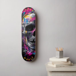 Neon Skull Graffiti Street Art - Limited Edition Skateboard