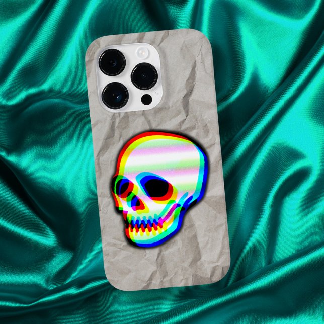 Neon Skull Illustration auf zerknittertem Papier Case-Mate iPhone Hülle (Von Creator hochgeladen)
