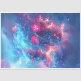 Neon Skull in Sky Decoupage Seidenpapier