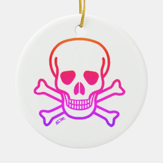 Neon Skull Keramik Keramik Ornament (Vorne)