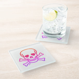 Neon Skull n Knochen Untersetzer