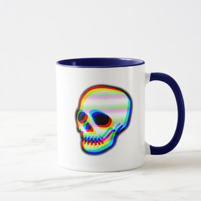 Neon Skull Trendy Moderne Kunst - Illustration Tasse (Rechts)