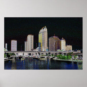 Neon-Skyline von Tampa, Florida Poster