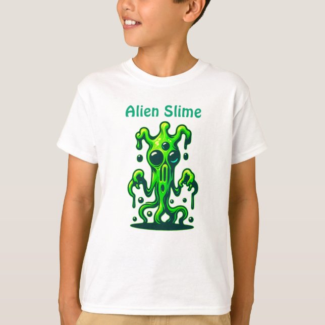 Neon Slime Monster - Coole, graue Alien Design T-Shirt (Vorderseite)