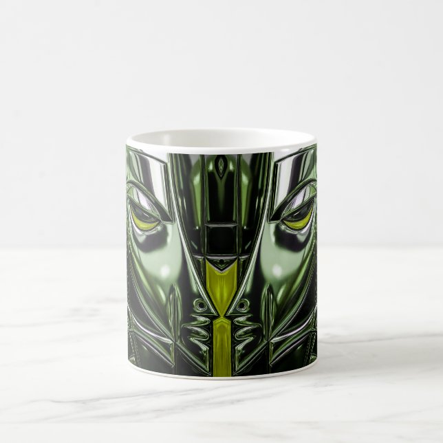 Neon-Smaragd-Metall-Gesicht Kaffeetasse (Mittel)