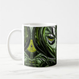 Neon-Smaragd-Metall-Gesicht Kaffeetasse