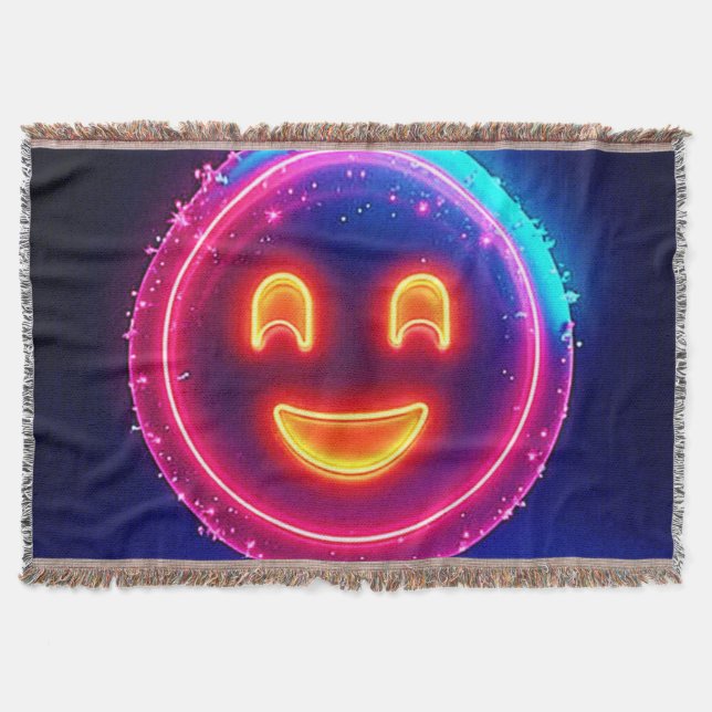 Neon Smile: Bright Happy Glow Design Decke (Vorderseite)