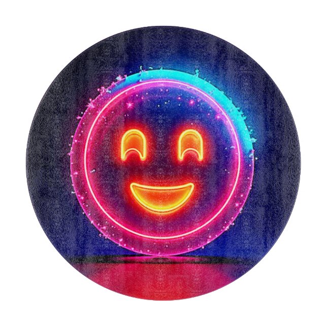 Neon Smile: Bright Happy Glow Design Schneidebrett (Vorderseite)